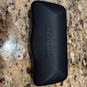 Balenciaga Black Embossed Pebbled Leather Eyewear Case